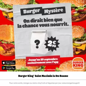 Burger Mystère jusqu'au 29 septembre 2024