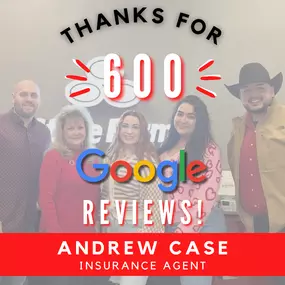 We want to thank everyone who helped us reach 600 Google Reviews! Your feedback and testimonials motivate us to continue providing exceptional insurance services and dedicated assistance in and around Dallas, Texas.