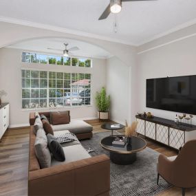 Living room with ceiling fan