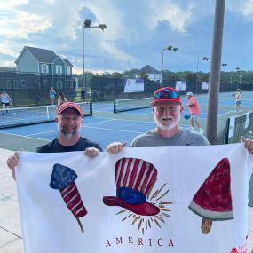 This guy’s attitude on life is amazing!  So happy to see him this morning with our pickball community!  Lots of fun, but lots of heat too!  Congrats on the towel Mr. Richy!
I enjoyed playing with everyone today!  Enjoy the rest of your break with family and friends!