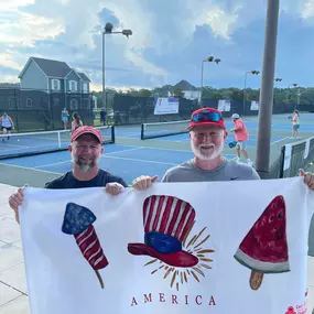 This guy’s attitude on life is amazing!  So happy to see him this morning with our pickball community!  Lots of fun, but lots of heat too!  Congrats on the towel Mr. Richy!
I enjoyed playing with everyone today!  Enjoy the rest of your break with family and friends!