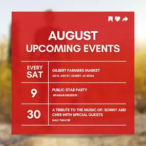 Check out these awesome events happening in Gilbert this August! ???? Which event are you most excited about?