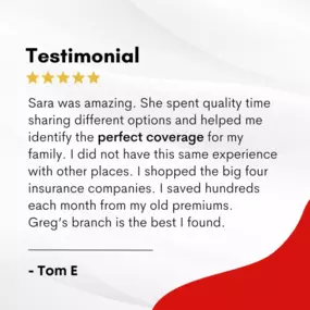 Thank you so much for your kind words, Tom! ???? We're thrilled to hear that Sara was able to help you find the perfect coverage for your family.