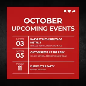 October is packed with exciting events in the community. From festivals to star-gazing, there's something for everyone! Don't miss out—grab your friends and make the most of this fall season! ????