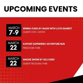 Looking for something fun to do this weekend in Gilbert, Arizona? Check out these local events happening in our community! Whether you're out enjoying the fun or staying in, our team is available to assist with your coverage options. Stop by or give us a call!