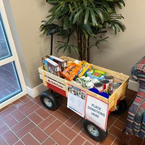 Our food drive is in full swing! Big thanks to Davin Wise and Service Master for the donations! We have two more weeks, help us make the best donation we can to Our Lady Mercy and help our community. To learn more, visit www.olmoutreach.org