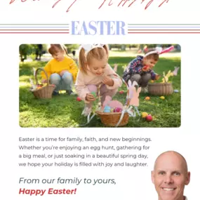 Happy Easter from our family to yours! This season is all about renewal, togetherness, and making memories with the ones we love. Whether you're enjoying a big family meal, watching the kids race for Easter eggs, or simply taking in the beauty of spring, we hope your day is filled with joy.