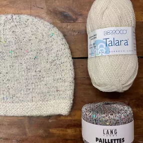 ✨SPARKLE IT UP✨
Who doesn’t need a little sparkle in their life?
❄️It’s a fun hat just perfect to add some sparkle to winter. ???? We’ve restocked it for the holidays!!
We knit the brim with only the non-sequin yarn and then hold both yarns together for the rest of the hat! 
Kit includes:
????1 skein of Berroco Talara (100% llama, 132 yards/100grams)
????1 spool of Lang Paillettes (thread with sequins, 122yards/25grams)
????A hard copy of the pattern, Sparkle it Up.
Click to see all the colors!
