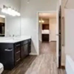 Luxury bathroom with large mirror