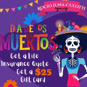 Don’t go to the afterworld without leaving your loved ones protected!

Get a life quote from 10/23-11/03 and get a $25 gift card. ☠️

Call or text our office at 425-318-4143.