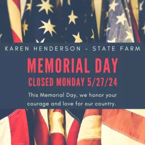 We will be closed for Memorial Day  on May 27th, 2024.