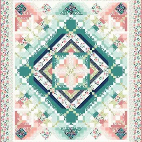 From Wilmington Prints and featuring the Juliette fabric collection by new designer Angela Nickeas this medallion-style queen block of the month finishes at 90