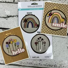 Lunch with Chris - finished cards. We used new dies from Spellbinders to craft today.  You can now watch our video in YouTube or Facebook.