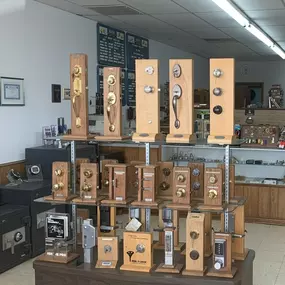 A selection of door hardware and lock options at Michael's Keys store in Colleyville, Texas