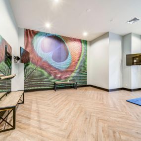 Private fitness classroom with full length mirrors.