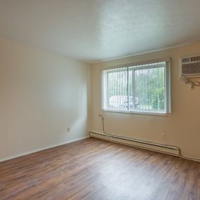 Living room with plank flooring