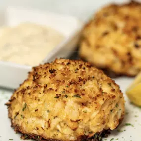 Golden, crisp, and all crab—our Maryland Style Crab Cakes
