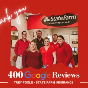 We want to say thank you to all who helped us reach 400 Google Reviews! Your feedback and testimonials motivate us to continue providing exceptional insurance services and personalized assistance in and around Prattville, AL.