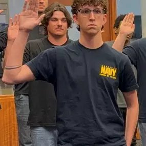 Yesterday morning, we said goodbye to Tyler after he was sworn into the U.S. Navy.  Johanna and I are so proud of the young man he has become.  We are excited to see God's plan for him during this next chapter in life.
Non sibi sed patriae