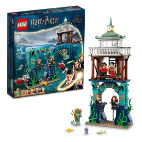 Kids can stage a spellbinding contest with the LEGO Harry Potter Triwizard Tournament: The Black Lake (76420) building toy playset for kids ages 8+ years old. This LEGO Harry Potter building toy playset features a buildable underwater scene with an arch ruin, 2 caves and flexible LEGO elements to create the effect of 2 minifigures floating. There is also a toy boat and a pier model, with a minifigure-diving function, which can be placed on top of the underwater scene. Kids can bring a classic Ha