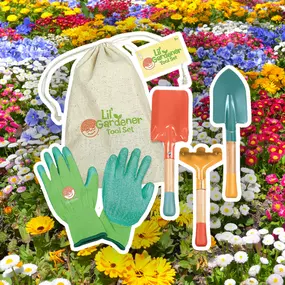 The Lil' Gardener Tool Set from MindWare is made with durable, high-quality materials and introduces children to the basics of gardening and plant care.