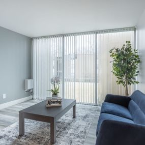 Living room with plank flooring