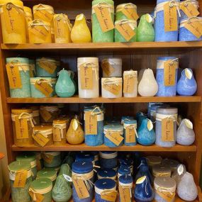 Restock on Vance Kitira! We have had this line for several years now and we just love all the yummy colors. Several different sizes makes them great for candlescapes on your table for summertime entertaining or around your tub for your after gardening soak.