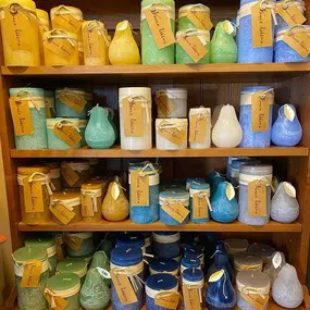 Restock on Vance Kitira! We have had this line for several years now and we just love all the yummy colors. Several different sizes makes them great for candlescapes on your table for summertime entertaining or around your tub for your after gardening soak.