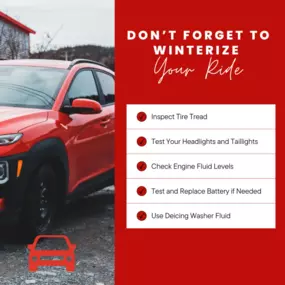 Winter weather is here—time to make sure your vehicle is ready for the season ahead!