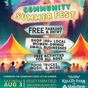 If you’re not at Kelley Farms for Community Summer Fest, then where are you!? This event is going strong until 5pm and Ann absolute blast!! Come shop and support local women-owned small businesses (150+ booths!), have your kiddos get their faces painted for FREE, and get some amazing food!