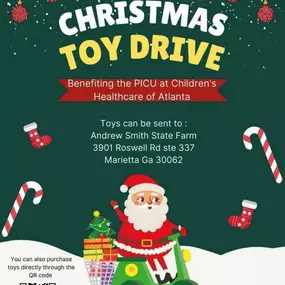 Join our office in giving toys to the kids at CHOA Scottish Rite during the holidays! This is the 6th year we have done this, and I assure you the difference you are making with just one toy is huge. These kids are warriors, and Santa bringing them toys while they are in the hospital on Christmas is a just a small way we can encourage them to keep fighting! ????????