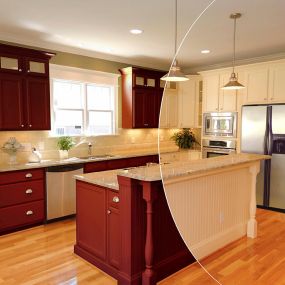 before and after cabinet refinishing