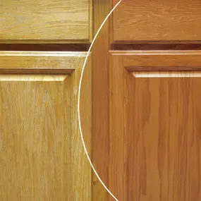 Before and after cabinet refinishing