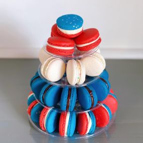 Red White and Blue Macaron Tower