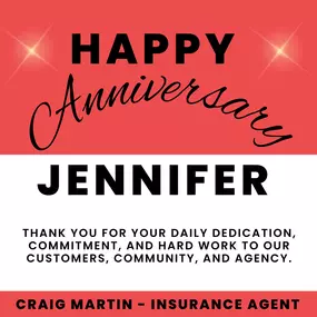 Happy Anniversary to our amazing team member Jennifer!