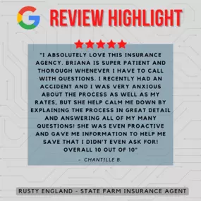 Rusty England - State Farm Insurance Agent
Review highlight