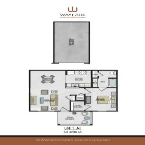 Unit A1 - One bedroom one restroom apartment floor plan