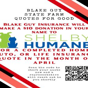 We are proud to announce our April Quotes For Good recipient is Shelby County Humane Society. All quotes requested through the below link will result in a $10 donation in your name to Shelby Humane.