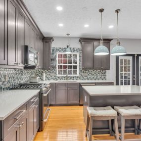 Gray L-Shaped Kitchen Remodeling