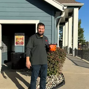 Dropping off spooky boo baskets at local businesses to get everyone in the spirit! Halloween is just around the corner!