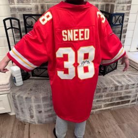 Miles said you have to go put the jersey on! Pretty sure he wore it last year so hoping for the same good luck this year! Good luck to Minden’s own L’Jarius Sneed!