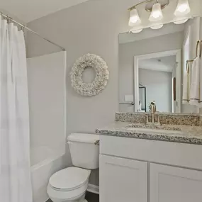 Bathroom inside townhome at Beckington in Leland, North Carolina