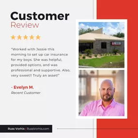 Evelyn, thank you for sharing your experience! When it comes to finding the right coverage, it’s not just about policies—it’s about people who genuinely care. Team Russ Vorhis is here to provide options, answer your questions, and make the process seamless.
From auto insurance for your family to other coverage needs, we work hard to ensure you feel supported every step of the way. Ready to get started? Let’s chat today!