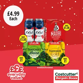 £4.99 each on selected beers, lager & cider.