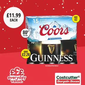 £11.99 each on selected beer, lager & cider packs