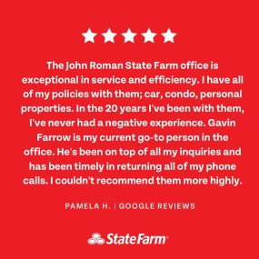 PAMELA - thank you for the shoutout for Gavin! He is a vital part of the team, and we appreciate how much he cares about all our customers. Thank you for allowing us to help you with your insurance needs. And… thank you for being the BEST part of State Farm!