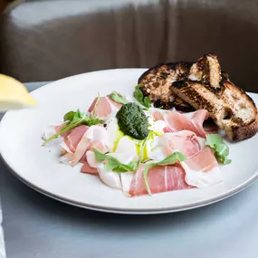 DI STEFANO BURRATA | prosciutto di parma, arugula pesto, grilled country bread