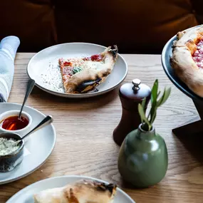 Margherita Wood-Fired Pizza, served with an assortment of toppings