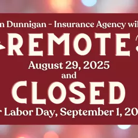 Our team will be working remote on Friday, August 29, 2025 and the office will be fully closed on Monday, September 1, 2025 in observance of Labor Day. Please call our direct office line if you need assistance.