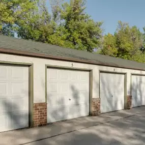 Lane with covered garages, Ridgewood Apartments, Grand Forks, ND